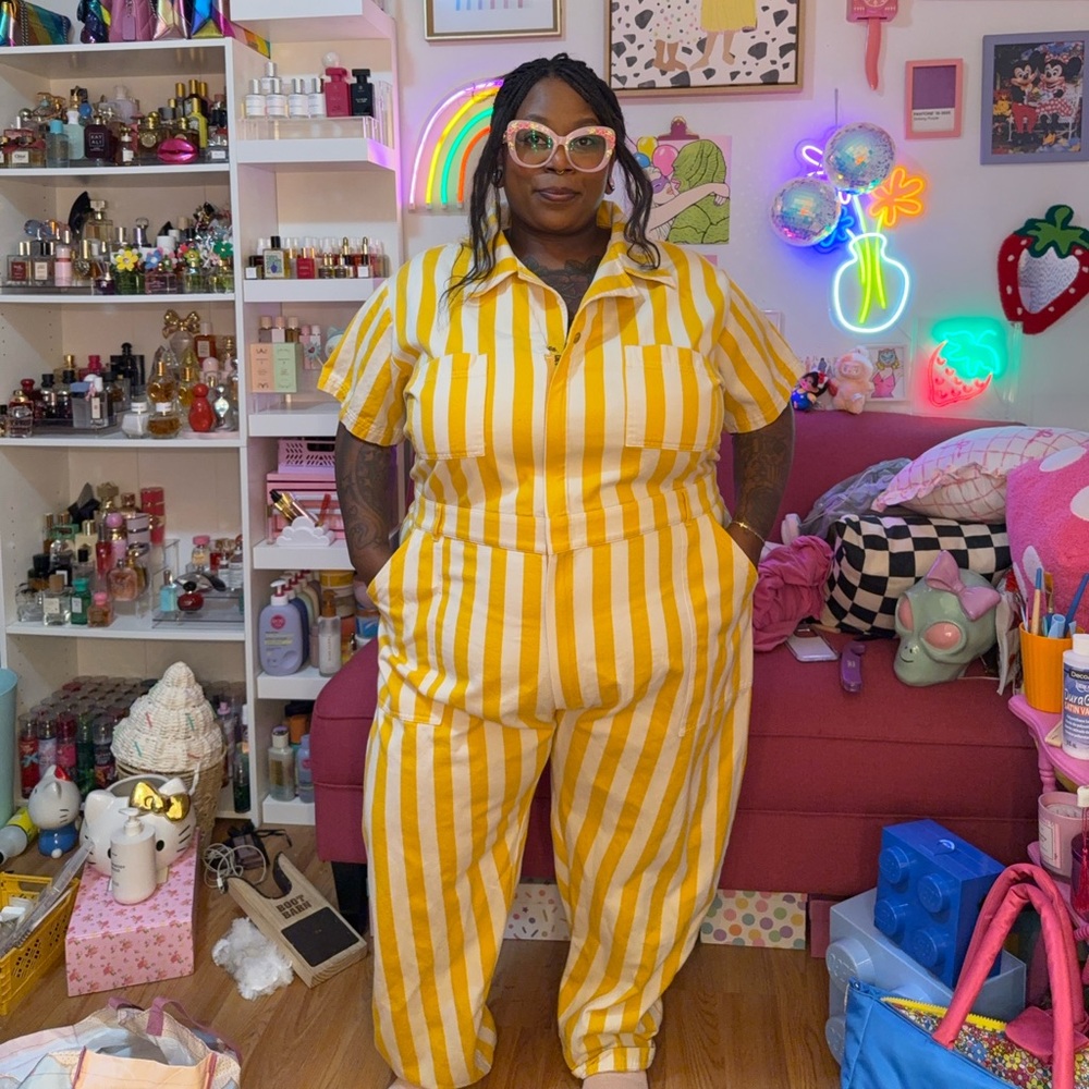 Big Bud Press Yellow and White Striped Jumpsuit